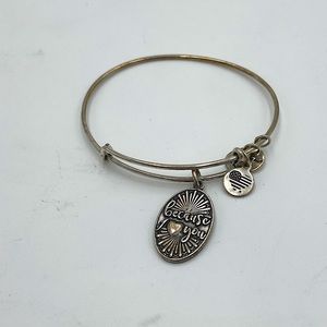 Alex and Ani BECAUSE I LOVE YOU II Russian Silver Charm Bangle